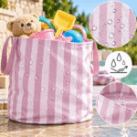 Tecido Nylon Impermeável Riscas 2cm Lilás Claro e Malva