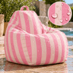 Tecido Nylon Impermeável Riscas 2cm Rosa Bebé e Rosa Claro