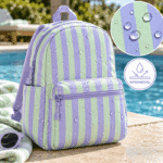 Tecido Nylon Impermeável Riscas 2cm Verde Menta Claro e Lilás