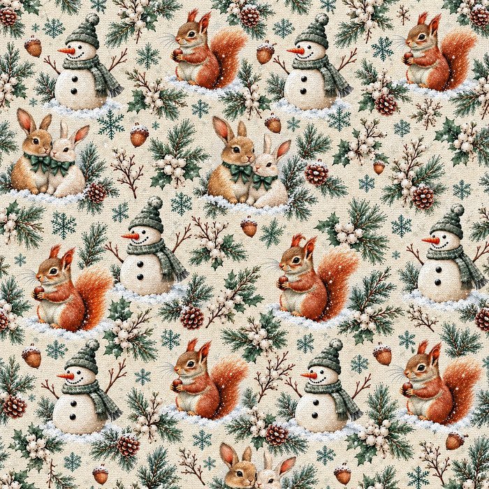 Tecido Policanvas Bosque Natal – Cru