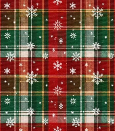 Tecido Policanvas Tartan Flocos de Neve – Vermelho
