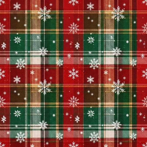 Tecido Policanvas Tartan Flocos de Neve – Vermelho