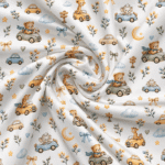 Popeline Animais Carros - Branco