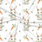 Popeline Páscoa Coelhos e Cenouras – Branco - imagem 2