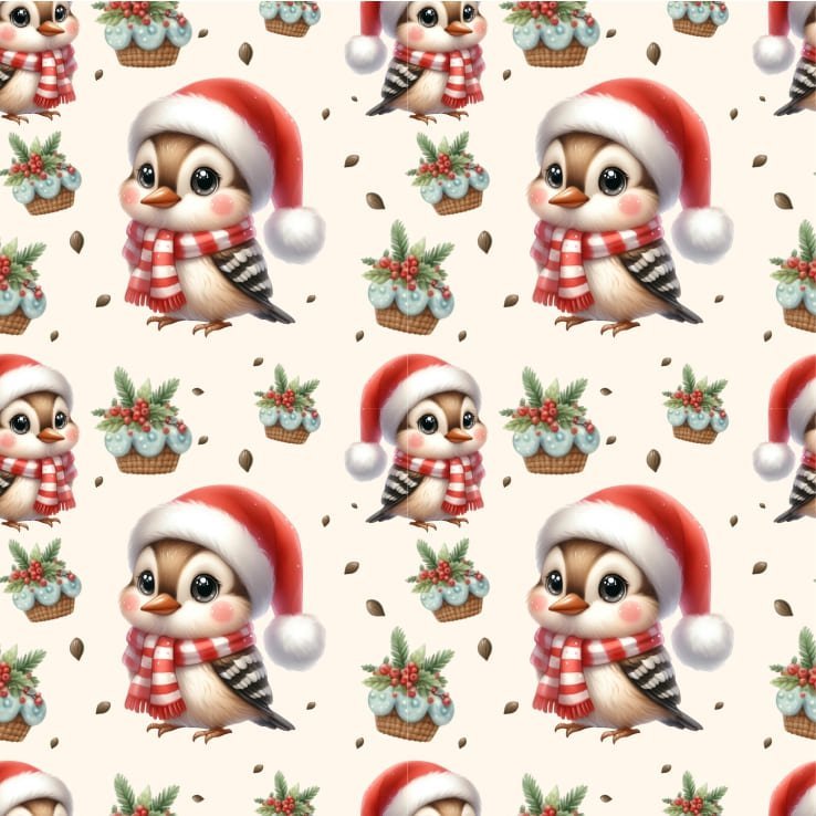 Tecido Popeline Natal Passarinho – Cru