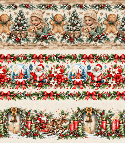 Tecido Policanvas Barras Natal