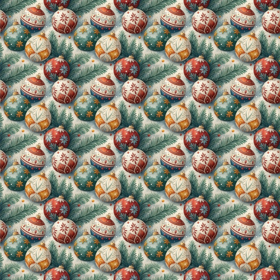 Tecido Decoração Policanvas Bolas de Natal