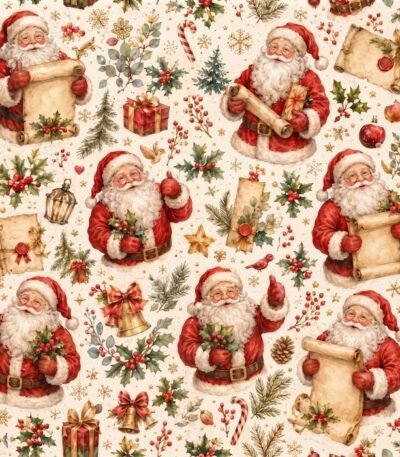Tecido Decoração Policanvas Natal Pai Natal