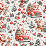 Tecido Popeline Pai Natal de Rena - Branco