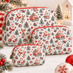Tecido Popeline Pai Natal de Rena - Branco