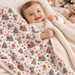 Tecido Popeline Pai Natal de Rena - Branco