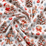 Tecido Popeline Pai Natal de Rena - Branco
