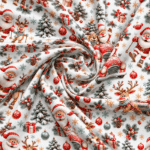Tecido Popeline Pai Natal de Rena - Branco
