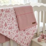 Tecido Popeline Toile Natalício Vintage - Rosa