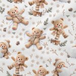Tecido Popeline Ursinhos Brincar na Neve - Branco