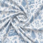 Tecido Popeline Toile Natalício Vintage - Azul