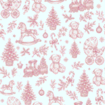 Tecido Popeline Toile Natalício Vintage - Rosa