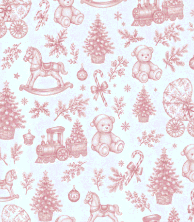 Tecido Popeline Toile Natalício Vintage – Rosa
