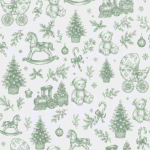Tecido Popeline Toile Natalício Vintage - Verde Menta