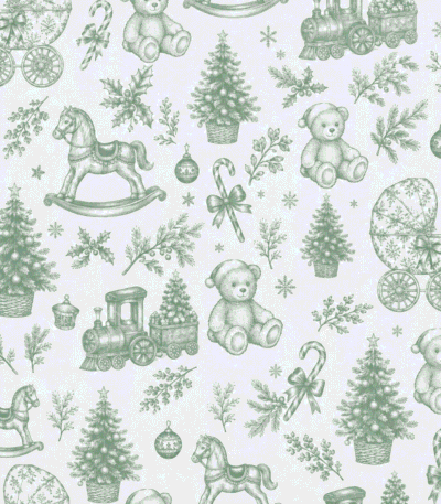 Tecido Popeline Toile Natalício Vintage – Verde Menta