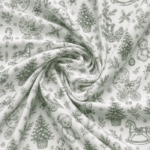 Tecido Popeline Toile Natalício Vintage - Verde Menta