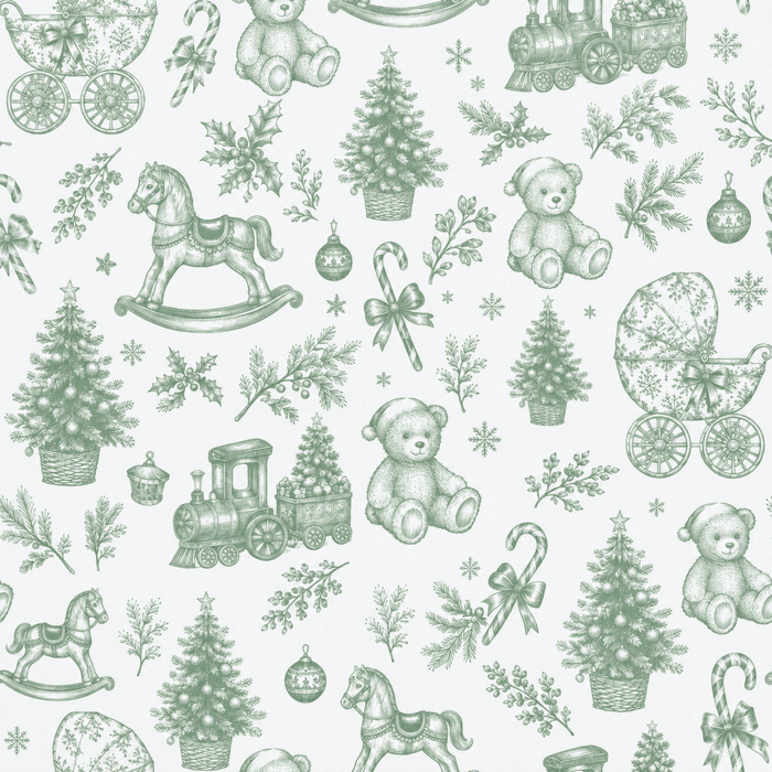 Tecido Toile Natalício Vintage - Verde Menta Tecido Popeline Toile Natalício Vintage - Verde Menta