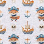 Turco p Toalhas Piratas e Barcos - Branco