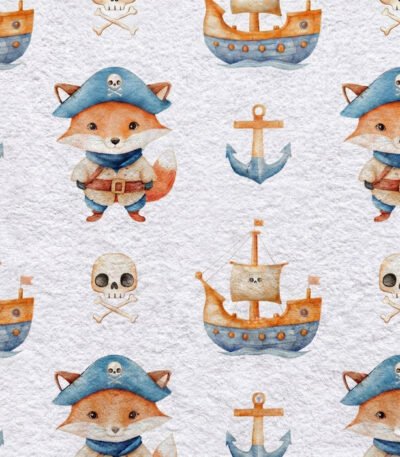 Turco p Toalhas Piratas e Barcos - Branco