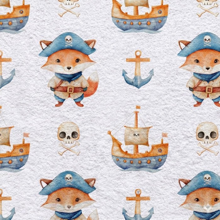 Turco p Toalhas Piratas e Barcos - Branco Turco p Toalhas Piratas e Barcos - Branco
